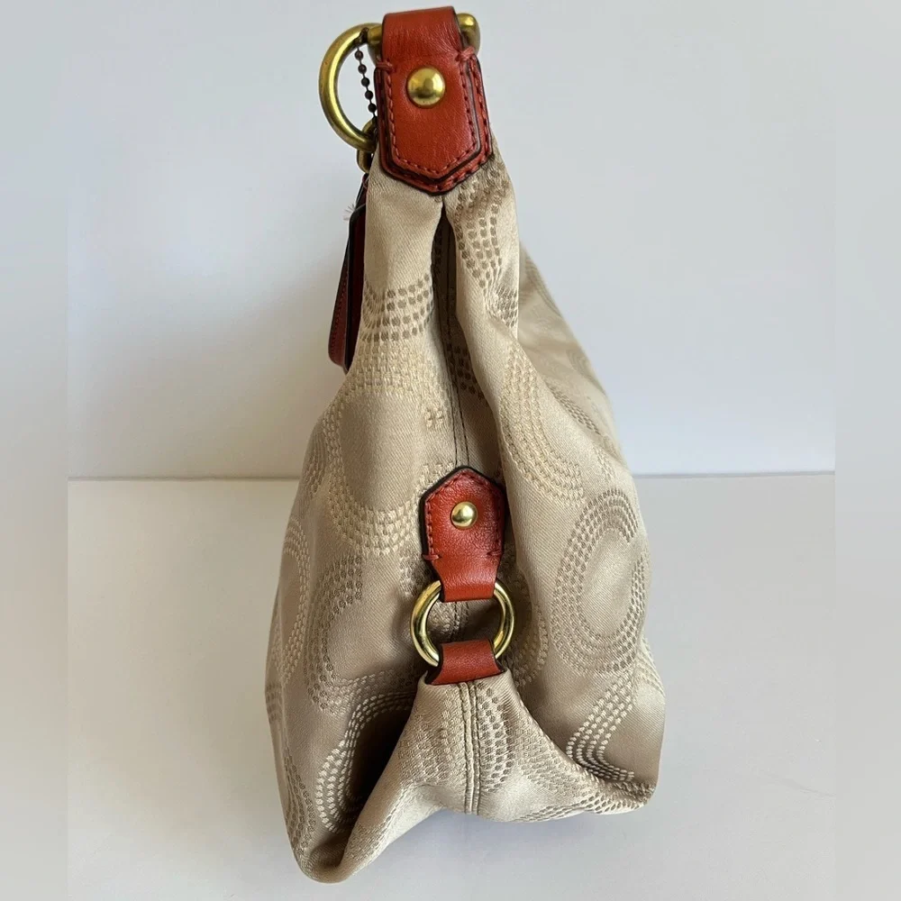 Coach Ashley Op Art Hobo Bag Khaki Orange F20031 - Picture 4 of 10